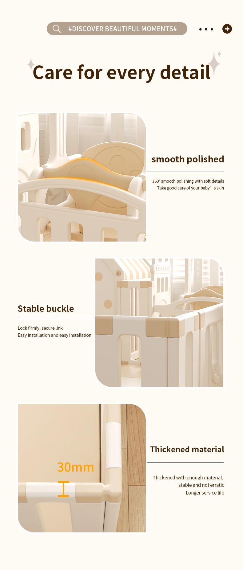 Feelkids Multifunctional Design Safety Kids Plastic Indoor Play Yard Moon Rabbit Fence Baby Playpen With House supplier