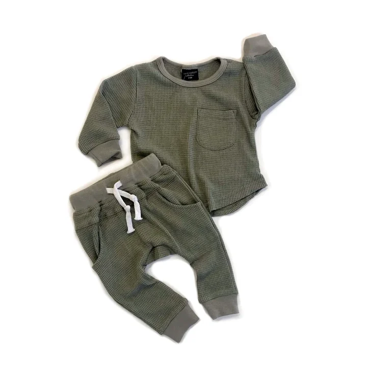 Newborn Baby Waffle Knit 2pcs Outfit 