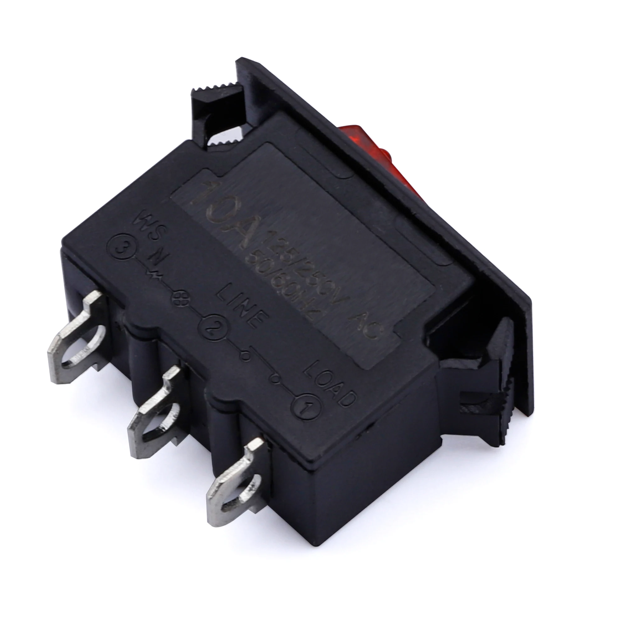 220v赤いボタン3ピンサーキットブレーカースイッチ5a 10a 15a