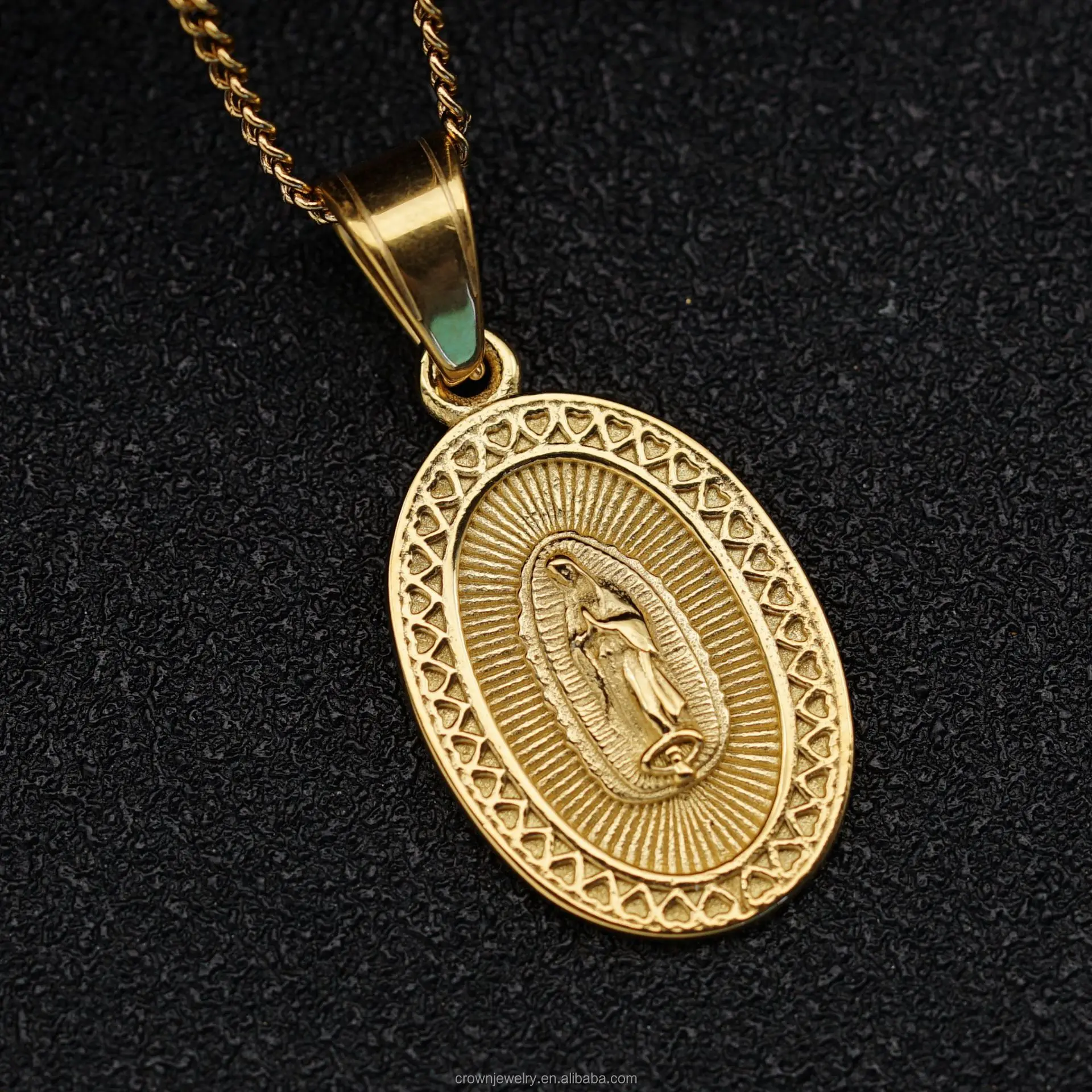 Catholic Religious Gold Plated Stainless Steel Christian Virgin Mary