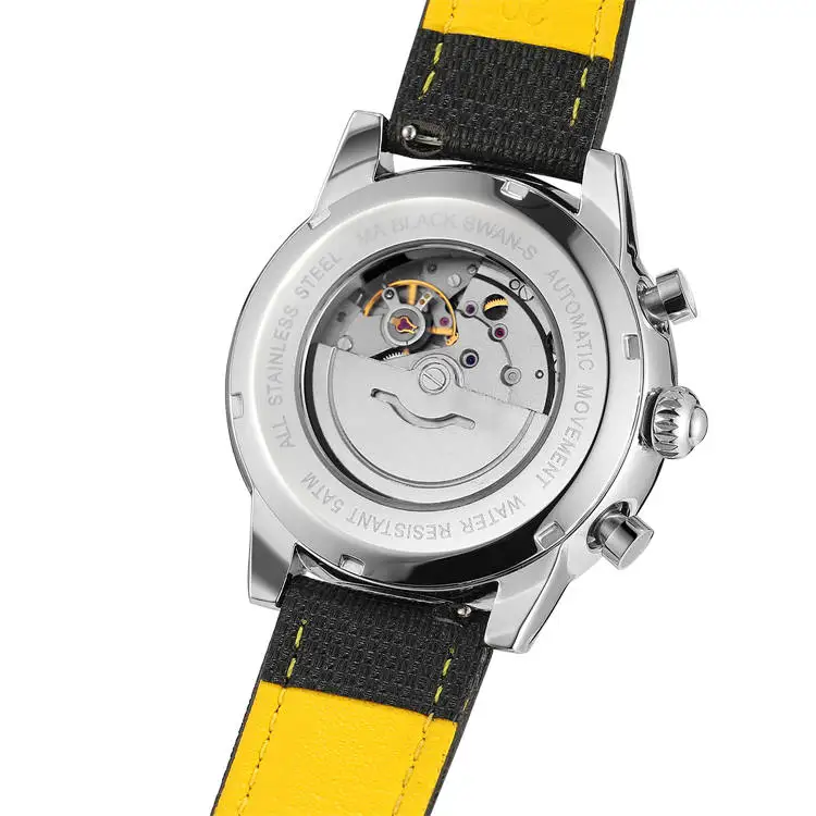 6923 Мужские механические часы из натуральной кожи