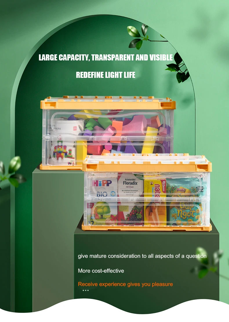 Large Clear Portable Foldable Clothes Toy Storage Box Collapsible