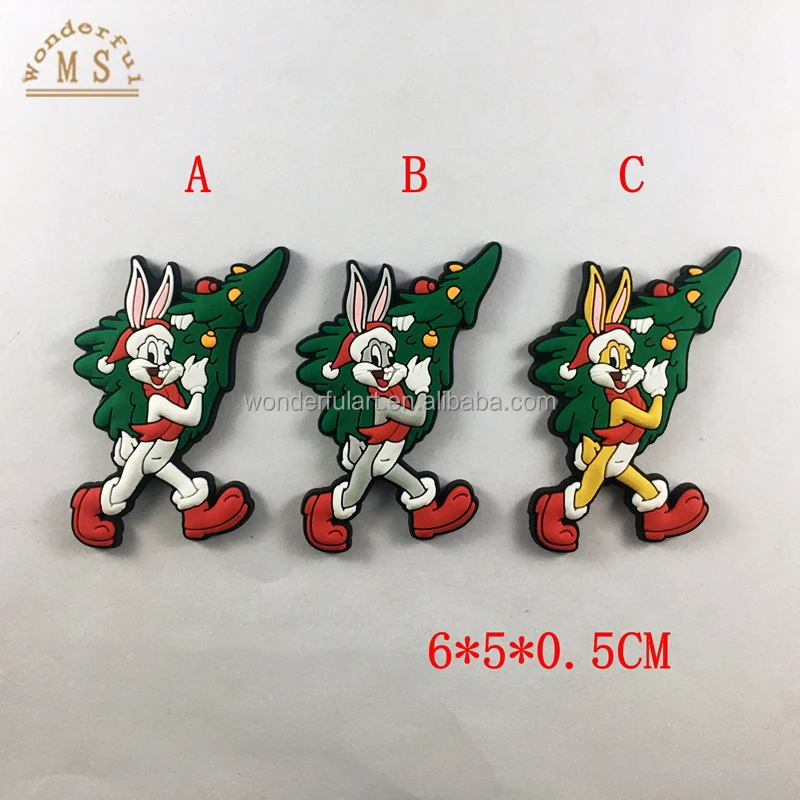 Christmas Cartoon Rabbit Soft PVC Fridge Magnet Sticker Animal 3D 2D Rubber Refrigerator Magnet for Holiday Ornament