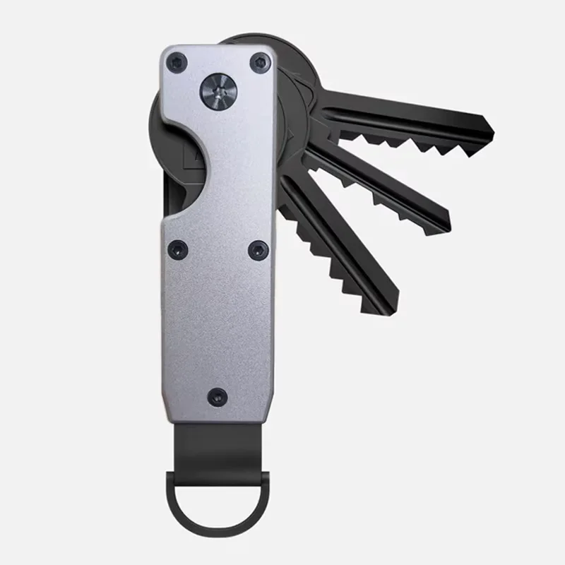 Klassischer, robuster Schlüsselanhänger aus Aluminiumlegierung mit Karabinerhaken für 1 bis 6 kleine Schlüssel und Kreditkartenaufbewahrung_voghion.com