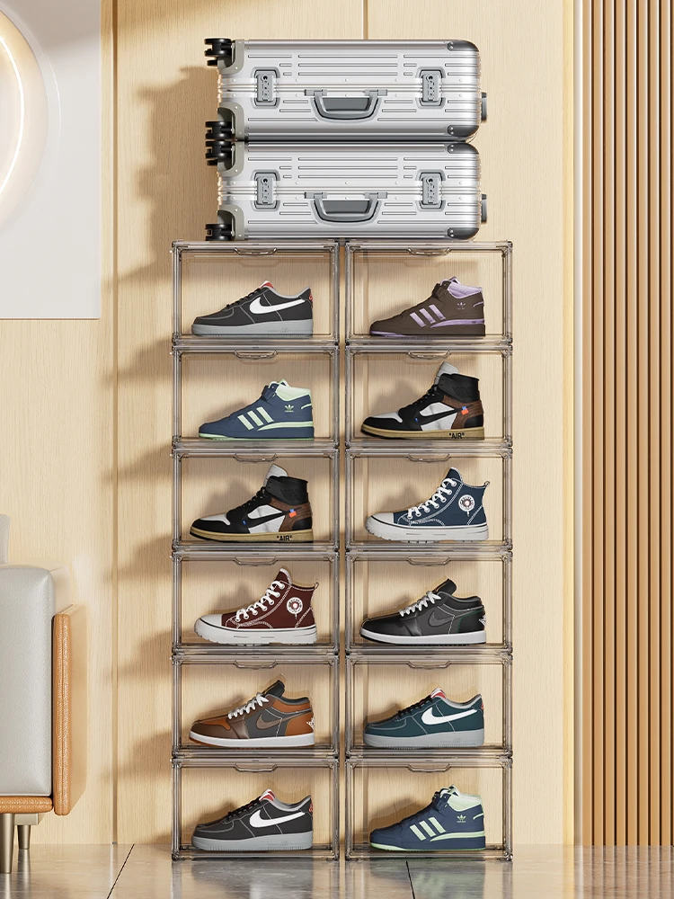 Wholesale Transparent Plastic Stackable Shoe Storage Boxes Drop Front ...