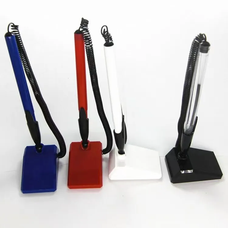 2024 New Design Promo Desk Stand Plastic Counter Stick in Table Ballpoint Pen with Black Spring