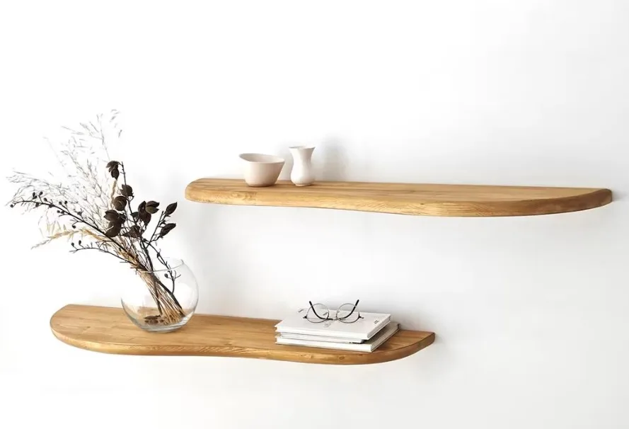 Rounded Corners Floating Shelf Modern Wooden Floating Shelf Unique