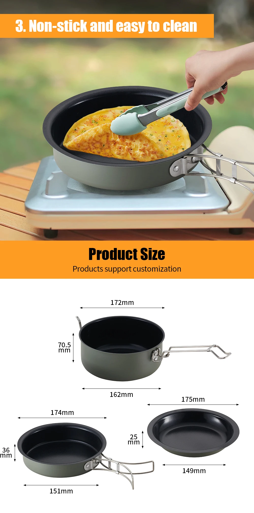 Customized 2-3 Person Aluminium Alloy Hot Sell 10Pcs Camping Cookware Camping Cooking Set details