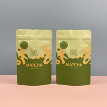 Custom Printed Food Grade Aluminium Foil Stand up Matte Pouch Dried Food Matcha Powder Spice Packaging Mylar Bags with Zipper