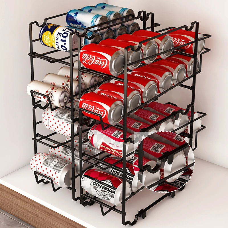 2 Pack - Simple Houseware Stackable Beverage Soda Can Dispenser Organizer Rack White