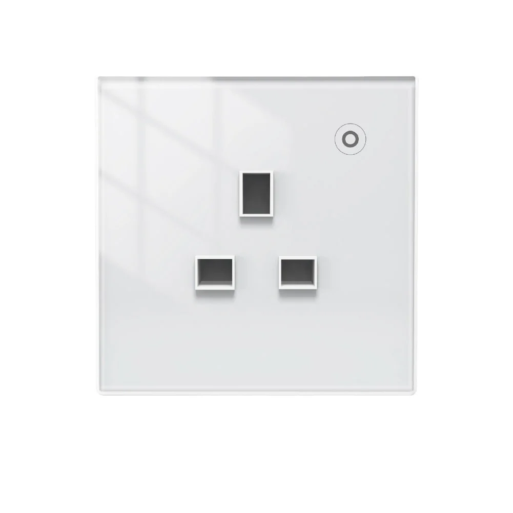 Tuya Smart Home Zigbee Smart Wall Socket Glass Panel Outlet Power Monitor Extremely Soft Touch Plug Relay Status and Light Mode