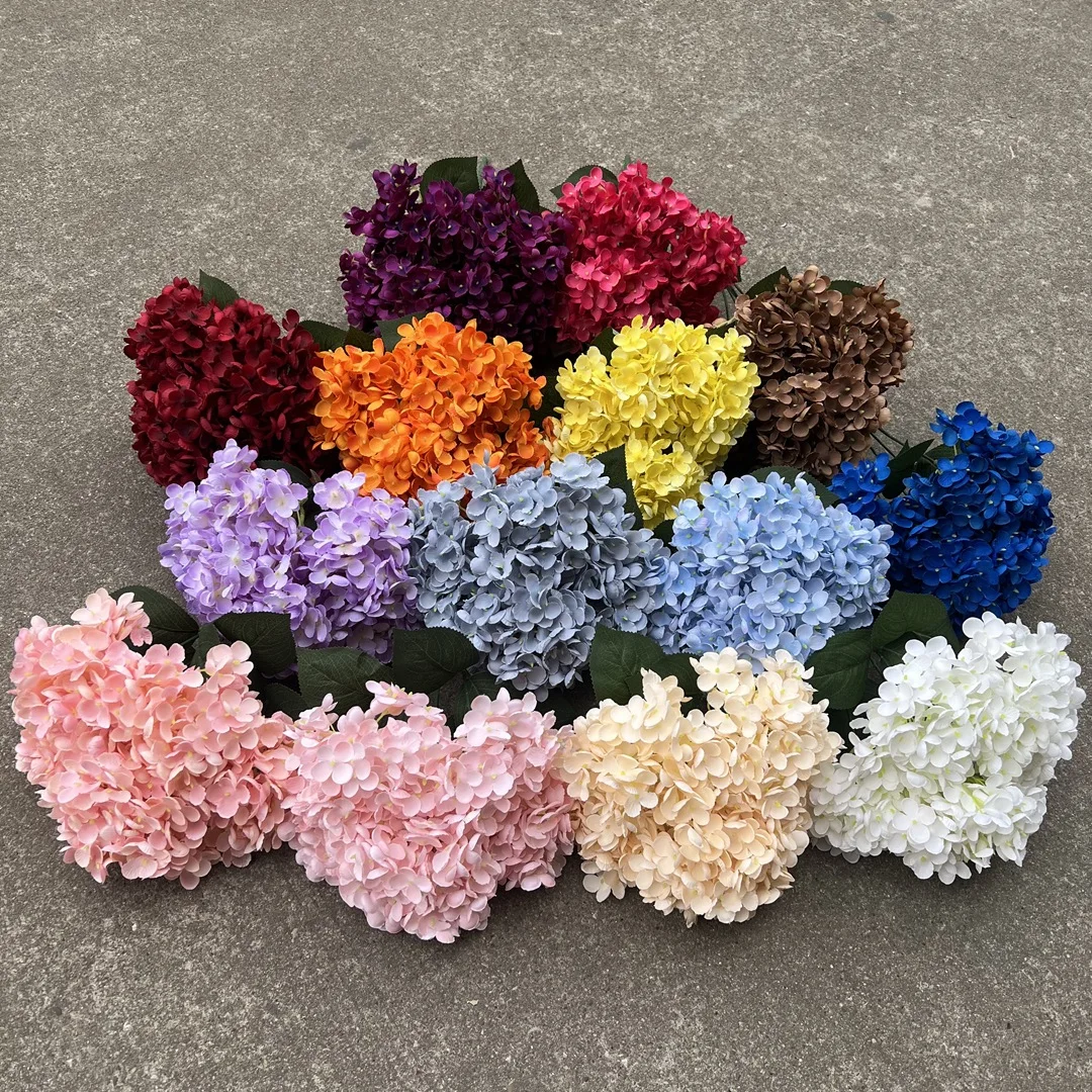 Good Quality 5 Head Artificial Flowers Silk Pink Hydrangea For Wedding Arrangement Buy Silk
