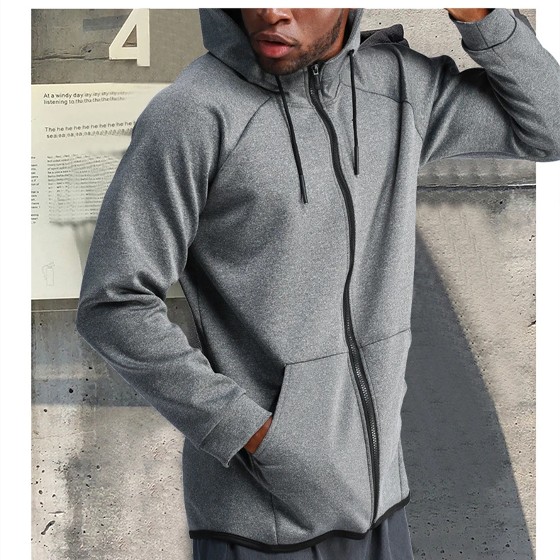 Custom Men Sports Jackets Outdoor Camping Coats Thermal Waterproof Soft Shell Jacket Fitness Zipper Hoodies