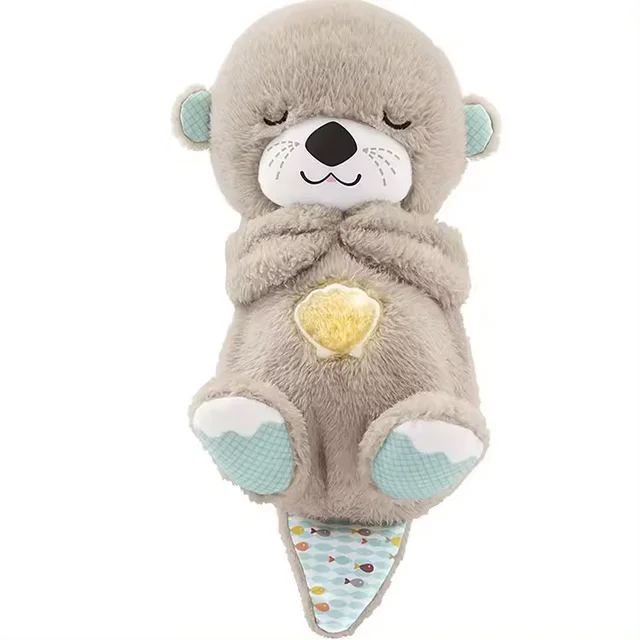 Wholesale 30cm Cute Breathing Otter Plush Toy Bear Sleeping Companion Pillow Stuffed Animal Toys For Kids and Baby