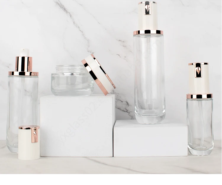 Empty cosmetics packaging face toner bottle serum lotion container skincare packaging bottles and jars sets details