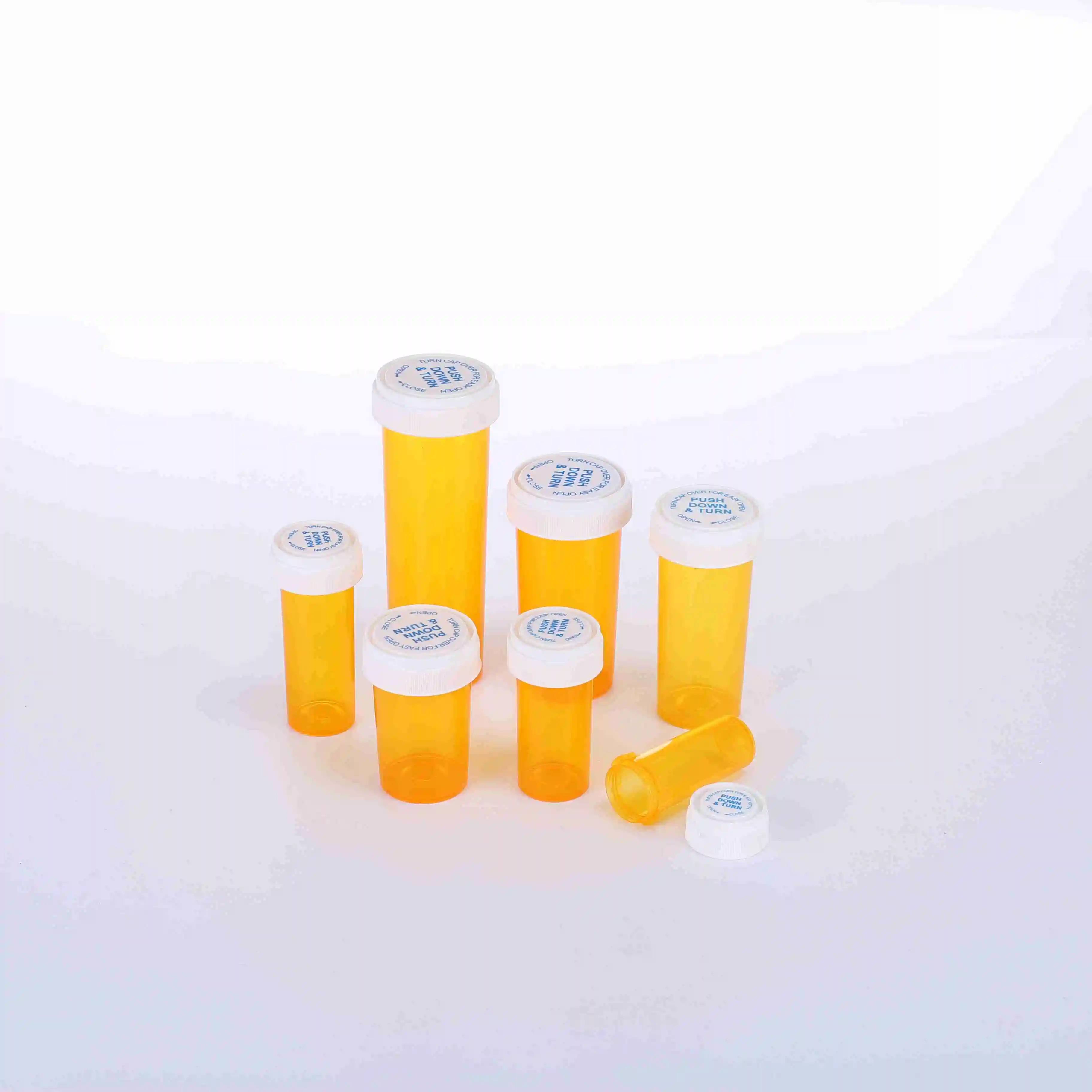 30ml 50ml 60ml 80ml 120ml 160ml 240ml Plastic Reversible Pharmacy Vials Pill Bottle Child Proof Holder Smell Proof Container