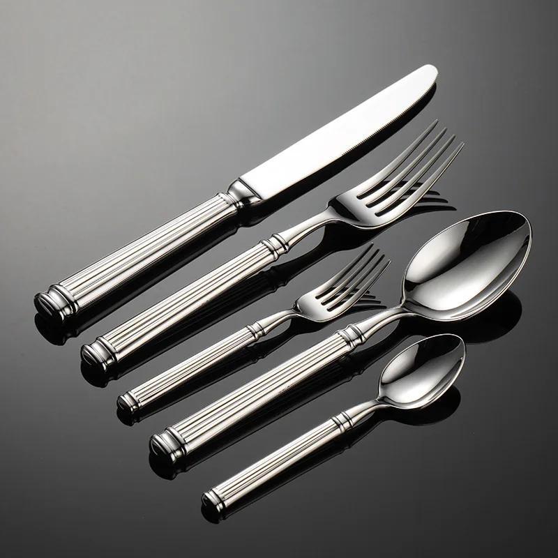 Luxury Flatware Set with Roman Column Design - Stainless Steel