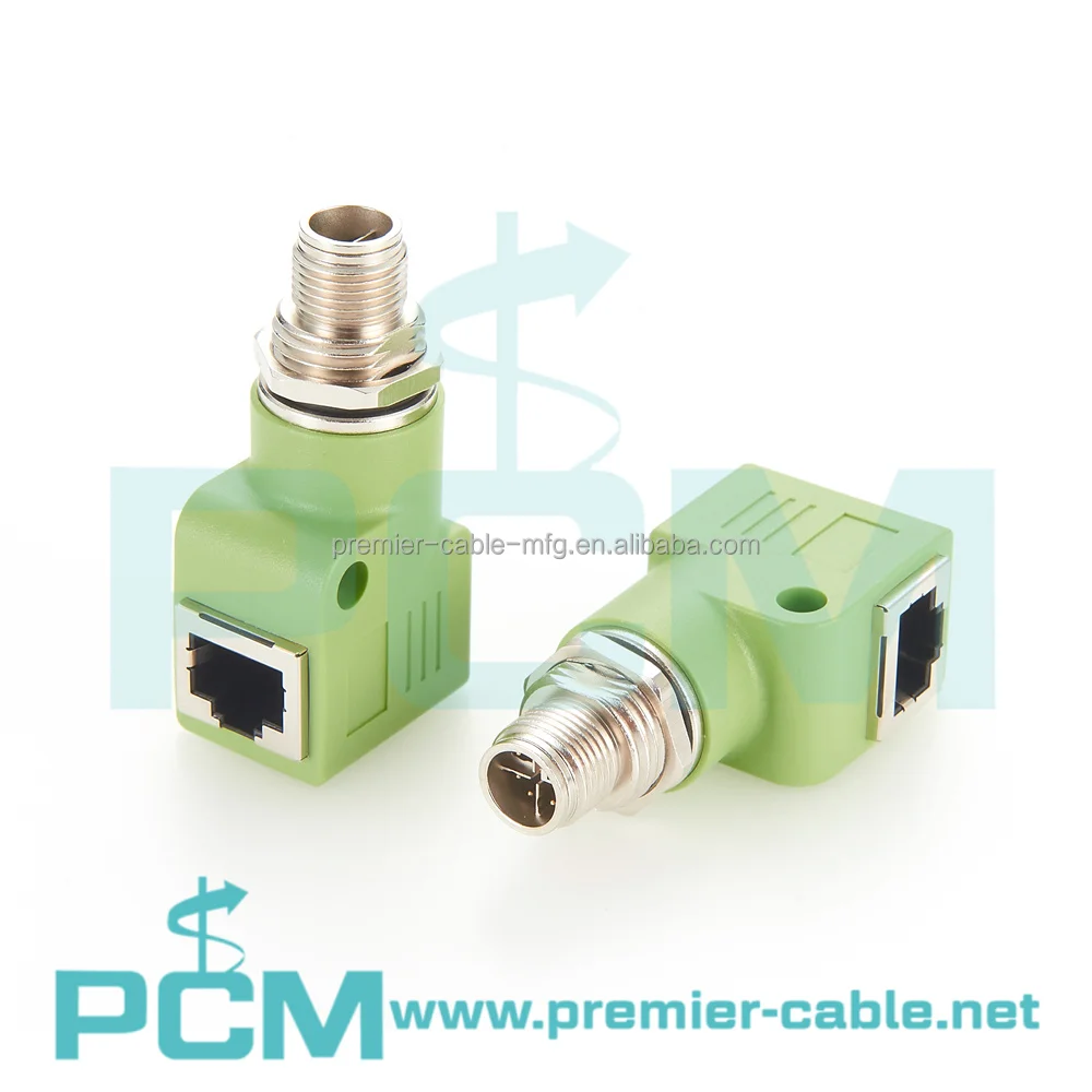 Industrial I/O connectivity M12 X-Code 8Pin to RJ45 Female Right Angle Adapter manufacture