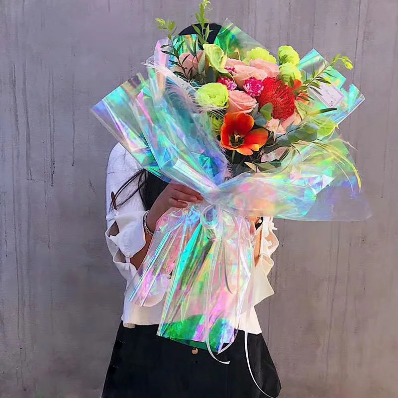 50Pcs/Set Transparent Cellophane Flower Wrapping Paper Waterproof