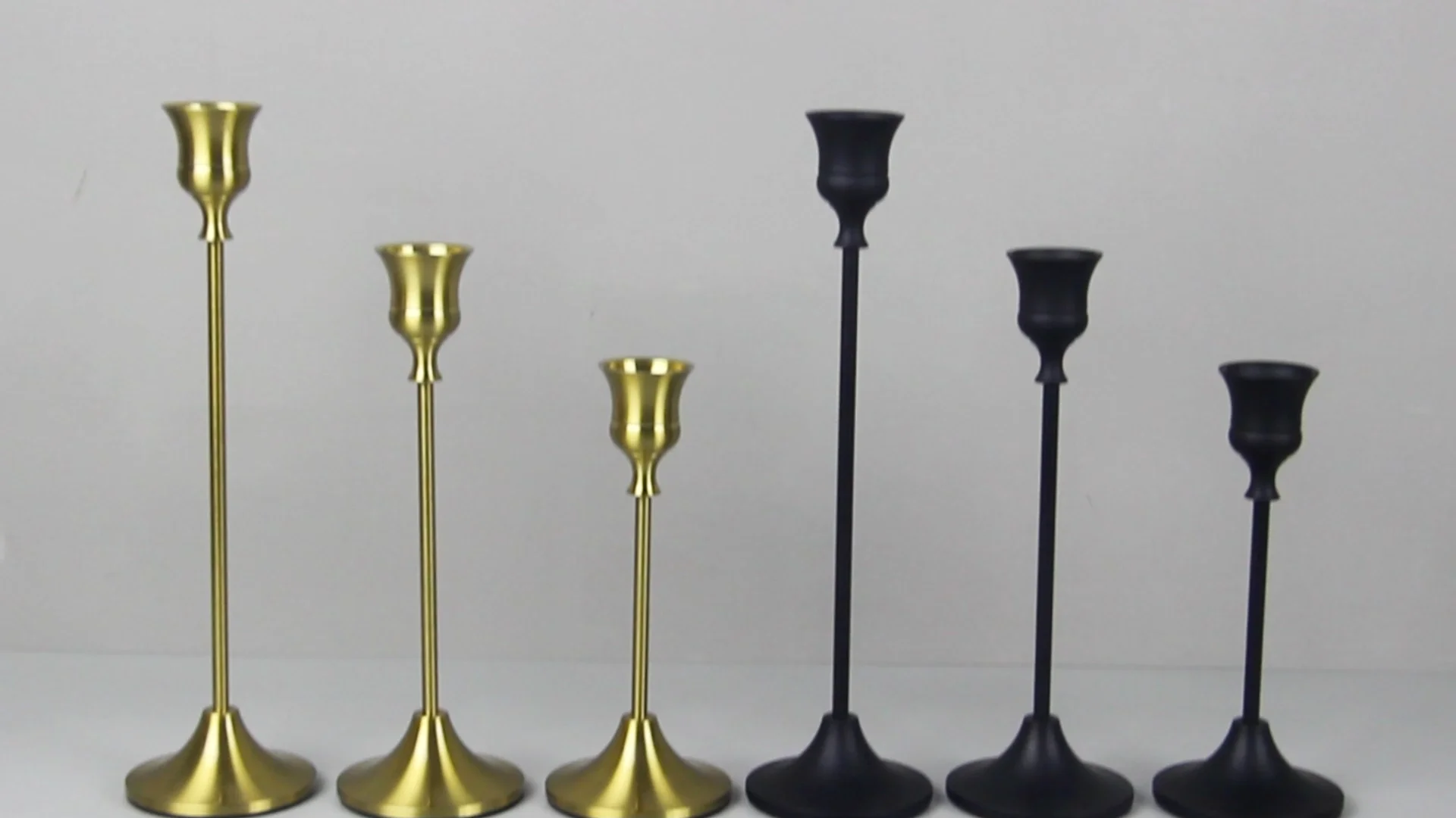 Decorative Set Of 3 Gold Brass Candlestick Wedding Centerpieces Taper ...