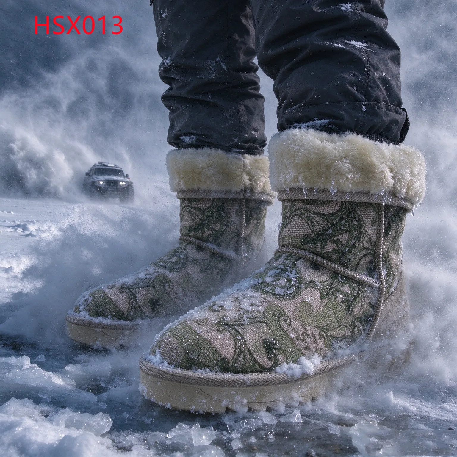 LXG,cashew Pattern Design Fold-down Shaft Hua Singh Snow Boots Cold Day Distinctive Look Soft Wool Inner Lady Winter BootsHSX013