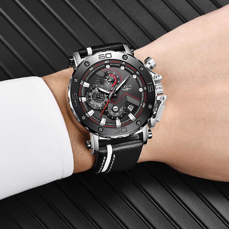 Orologio Cronografo Uomo in Pelle - Impermeabile 30M, Quarzo