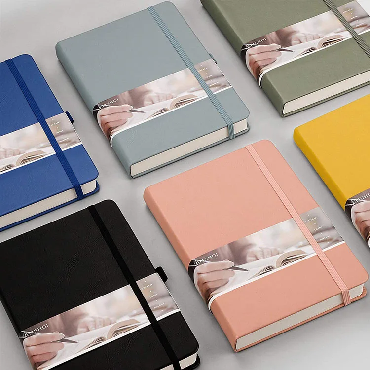 256 Pages A5 Journal Square Grid Notebooks for Work Executive Hardcover Leather Inner Pocket Pen Loop