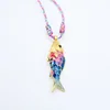 Collier poisson bleu et violet