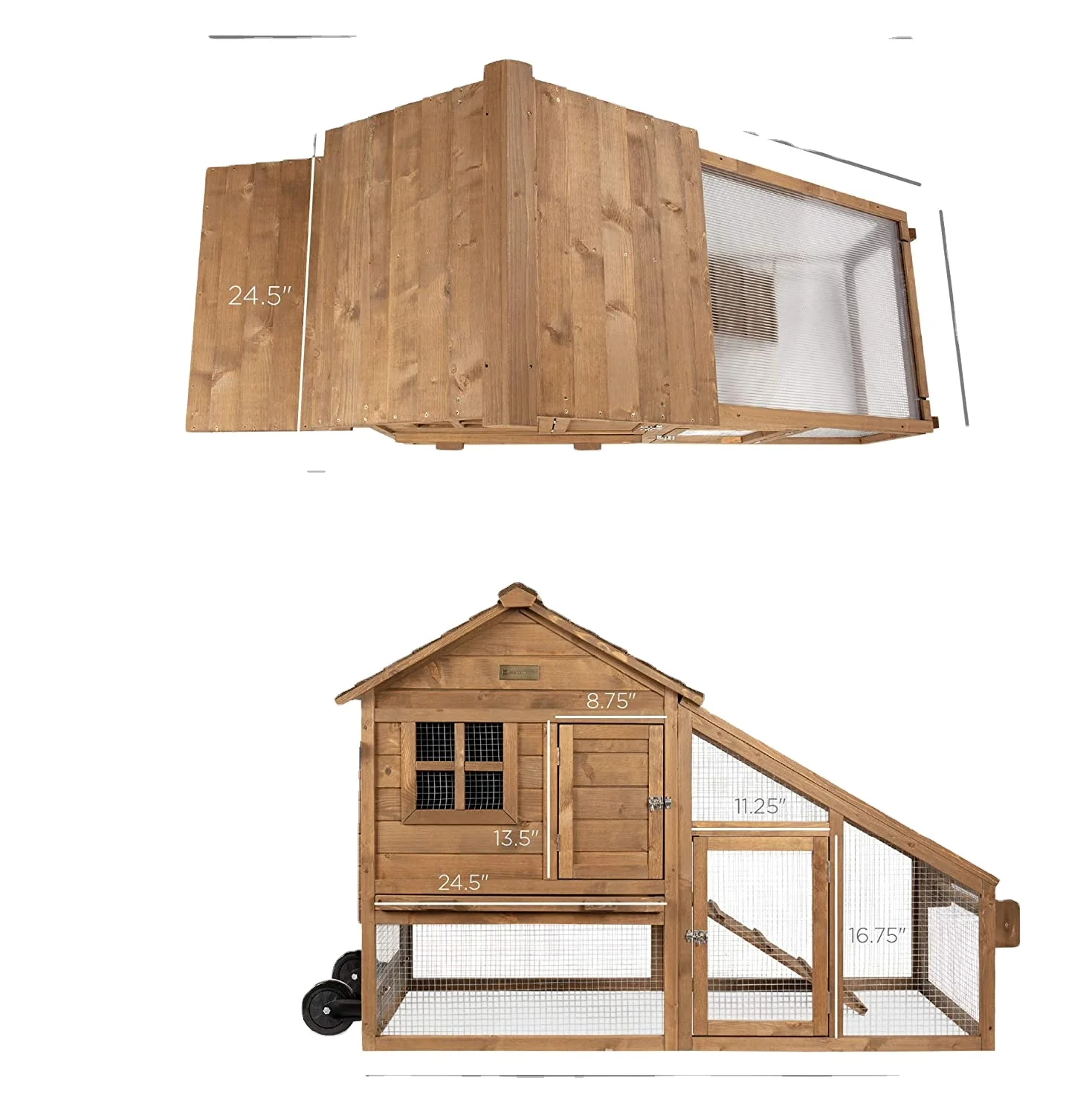 Mobile Solid Wood Chicken Coop Hen House Layer Poultry Cage