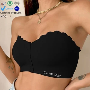 Women's Front Buckle Seamless Bras Strapless Wireless Push up Bra Seamless BH