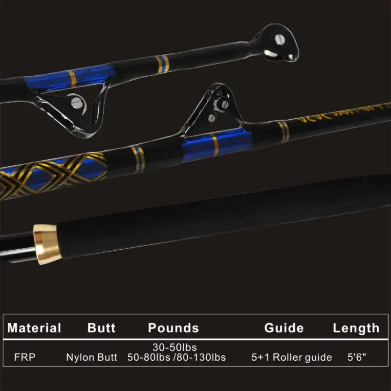 Topline Sea Fishing Rod Big Game Rod 5'6 Trolling 30 50 80 130lbs Nylon  Butt