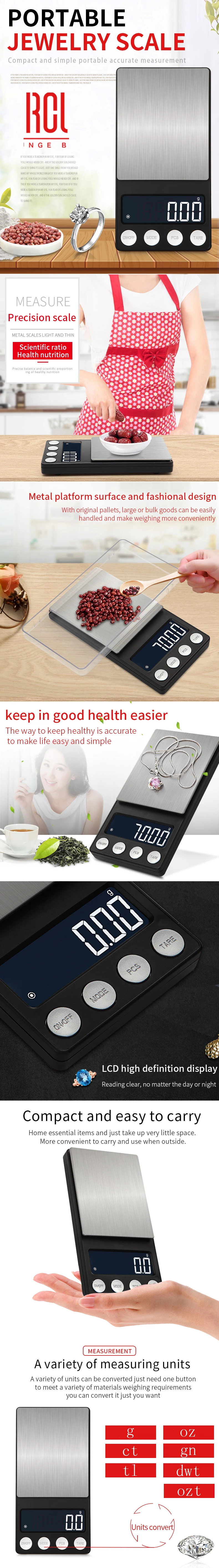 100g/500g/1000g Digital Scale Jewelry Pocket Balance LCD Herb Gold