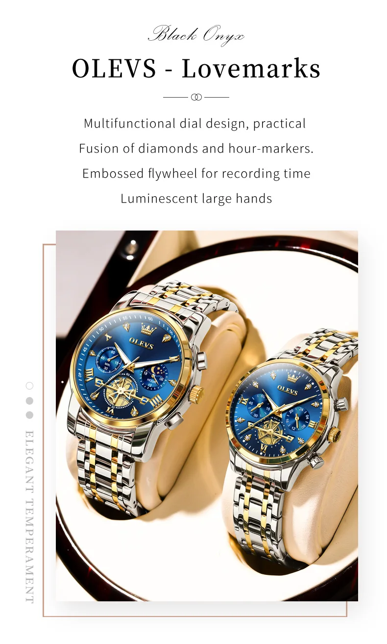 OLEVS 2897 Lover Quartz Rejoles Quartz Watches Smartwatches Waterproof Custom Design Couple China Stainless Steel Couple Watch