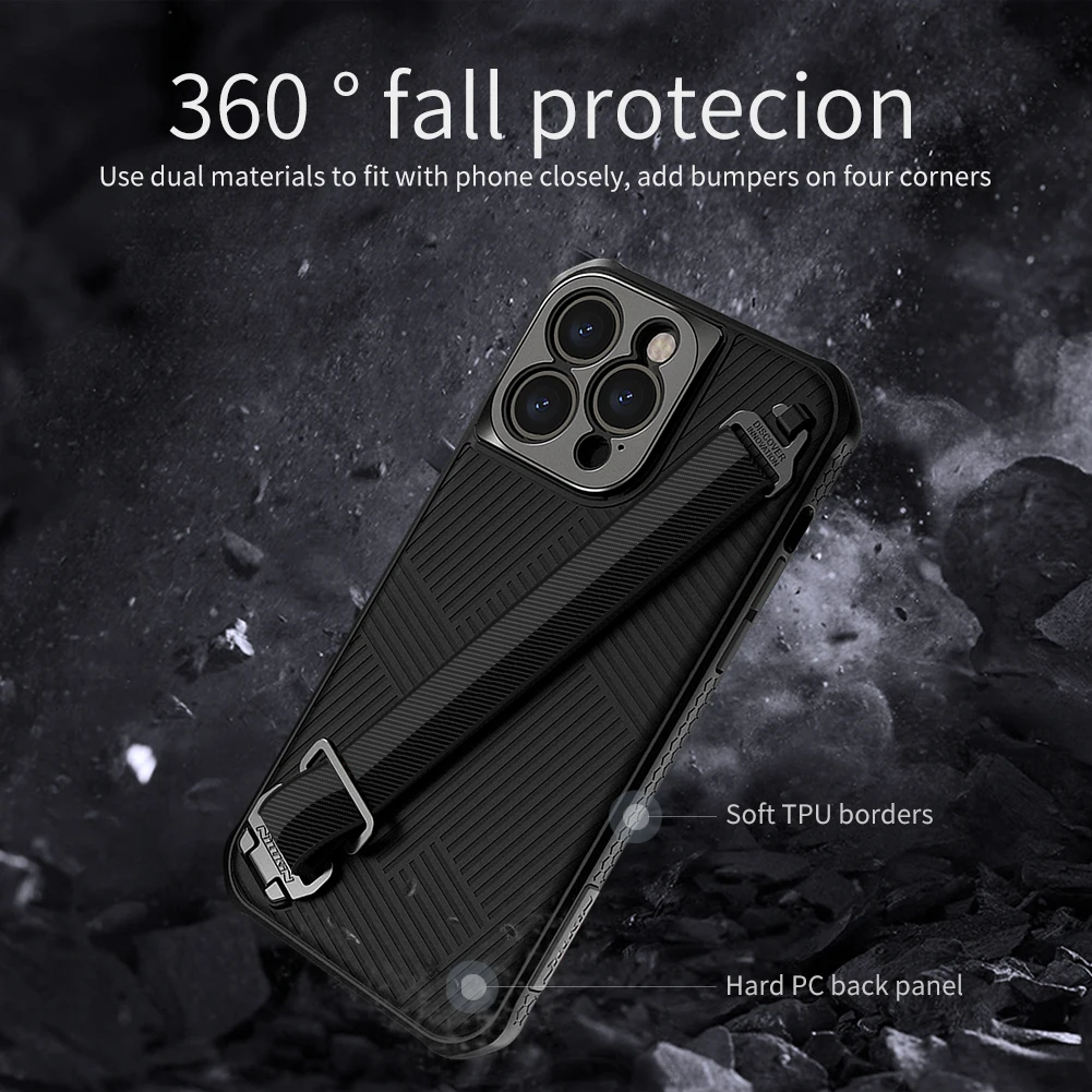 Nillkin Protective Case for iPhone 14 Pro Max With Wrist Strap Finger  Holder for iPhone 14 Plus Phone Case