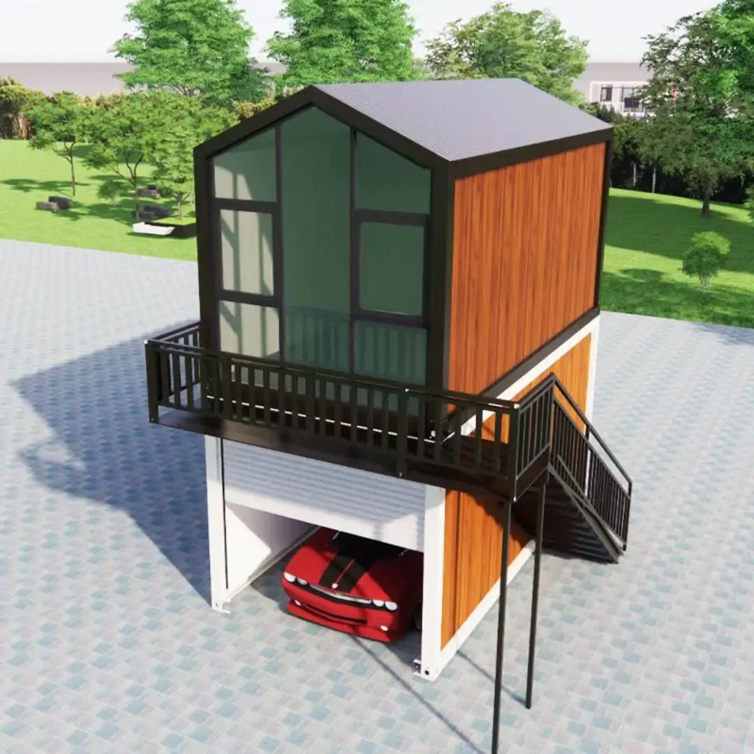 20ft Steel Prefab Metal Car Garage Detachable Flat Pack Modular Garage Container with Roller Door Portable Garage