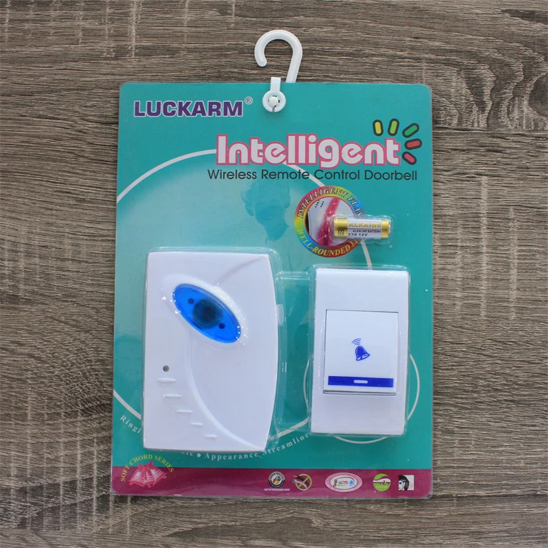 LUCKARM Blue Simple Design Battery Doorbell Wireless Door Bells 32 Melody 100M
