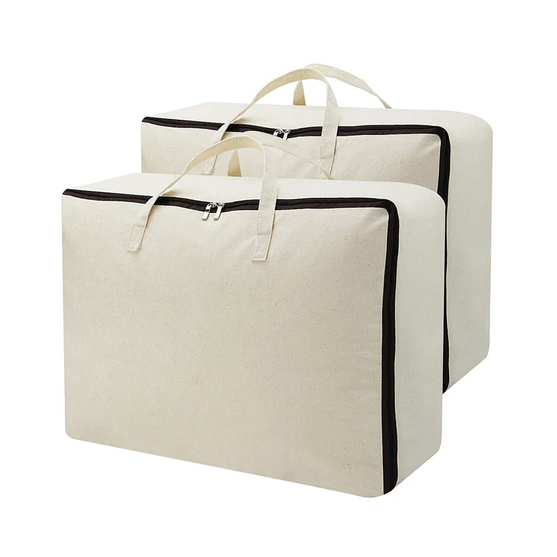 Custom Home Quilt Cotton Storage Bag Foldable Closet Organizer for Blankets and Clothes for Home or Travel