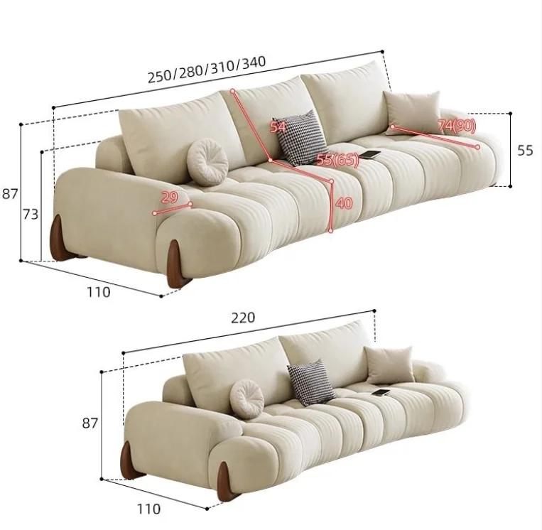 Antiscratch Sofa Living Room New Modern Minimalist White Cream Style