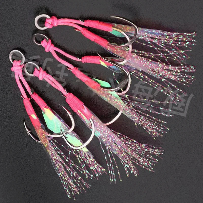 Wire Reflective Fish Skin Shore Jigging Assist Hook High Carbon Steel Anti Corrosion Fishing Hook Slow Jig Tuna Assist Hook