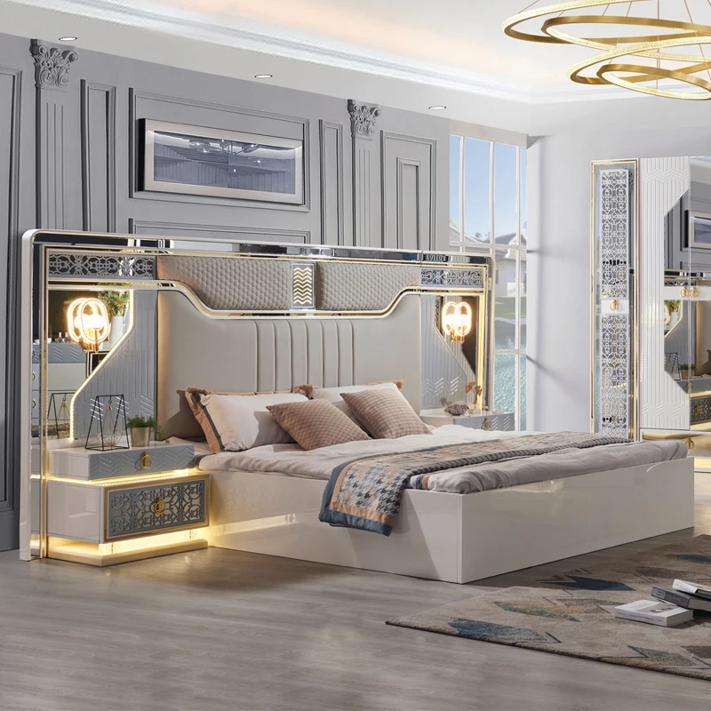 Luxury Design Makeup Vanity Dresser Cabinet Sets Bedroom Furniture Wooden  Modern Dressing Table With Led Mirror