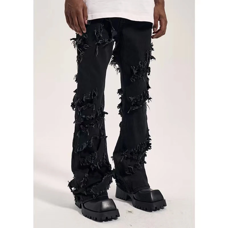 Wholesale Custom denim jeans black ripped jeans pants mens skinny damage biker jeans cargo From m.alibaba.com
