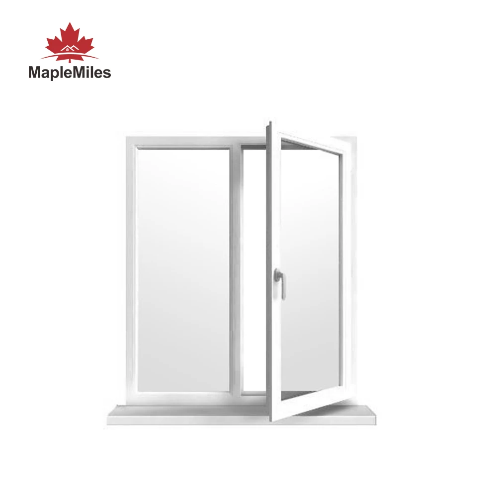 MapleMiles 24 X 48 New Design Windproof Glass White Double Leaf Balcony Casement Window