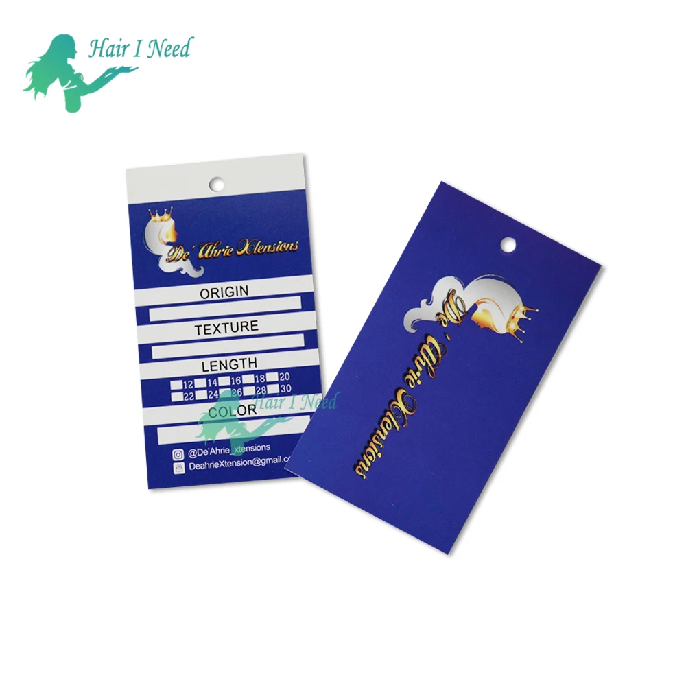 Custom Logo Bundle Hair Wrap and Hang Tag Label With Hole Design
