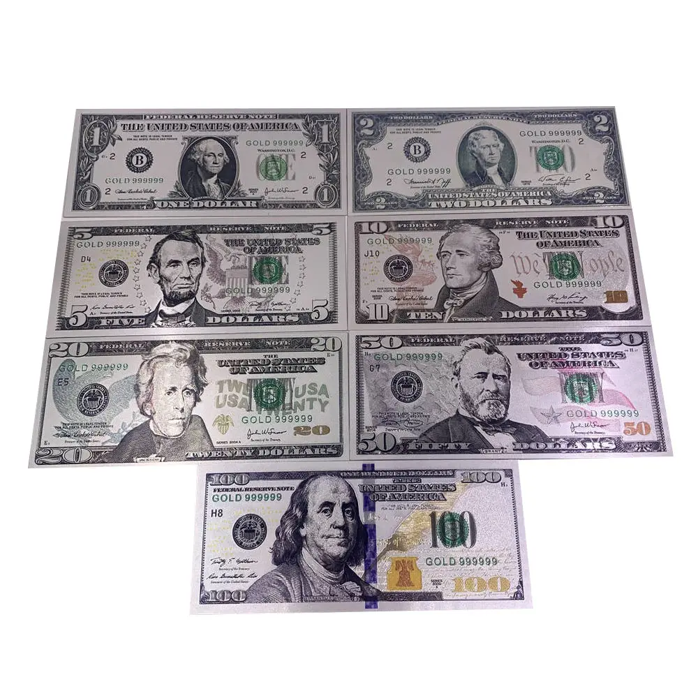 美式美元银纸币1 2 5 10 20 50 100美元纸币宠物材料工艺收藏