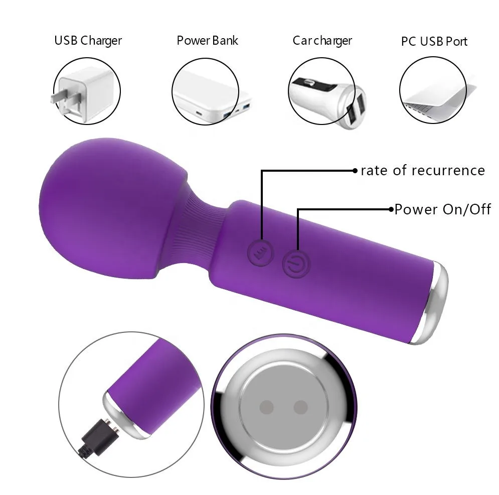 Super Soft Powerful Curved Massage Wand Rechargeable AV Wand Massager Vibrator Sex Toy 10 Speed Mini Wand Massager for Women