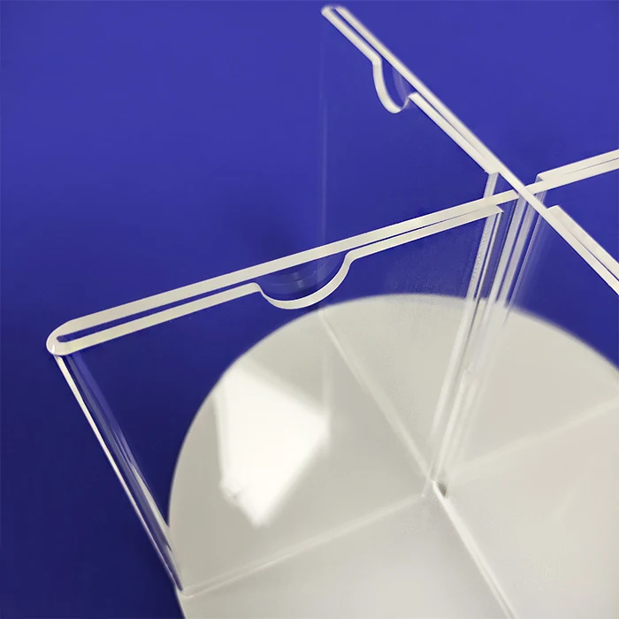 Custom Rotating Quadruple Elegant Clear Acrylic Poster Menu Display Stand for Restaurant Shops