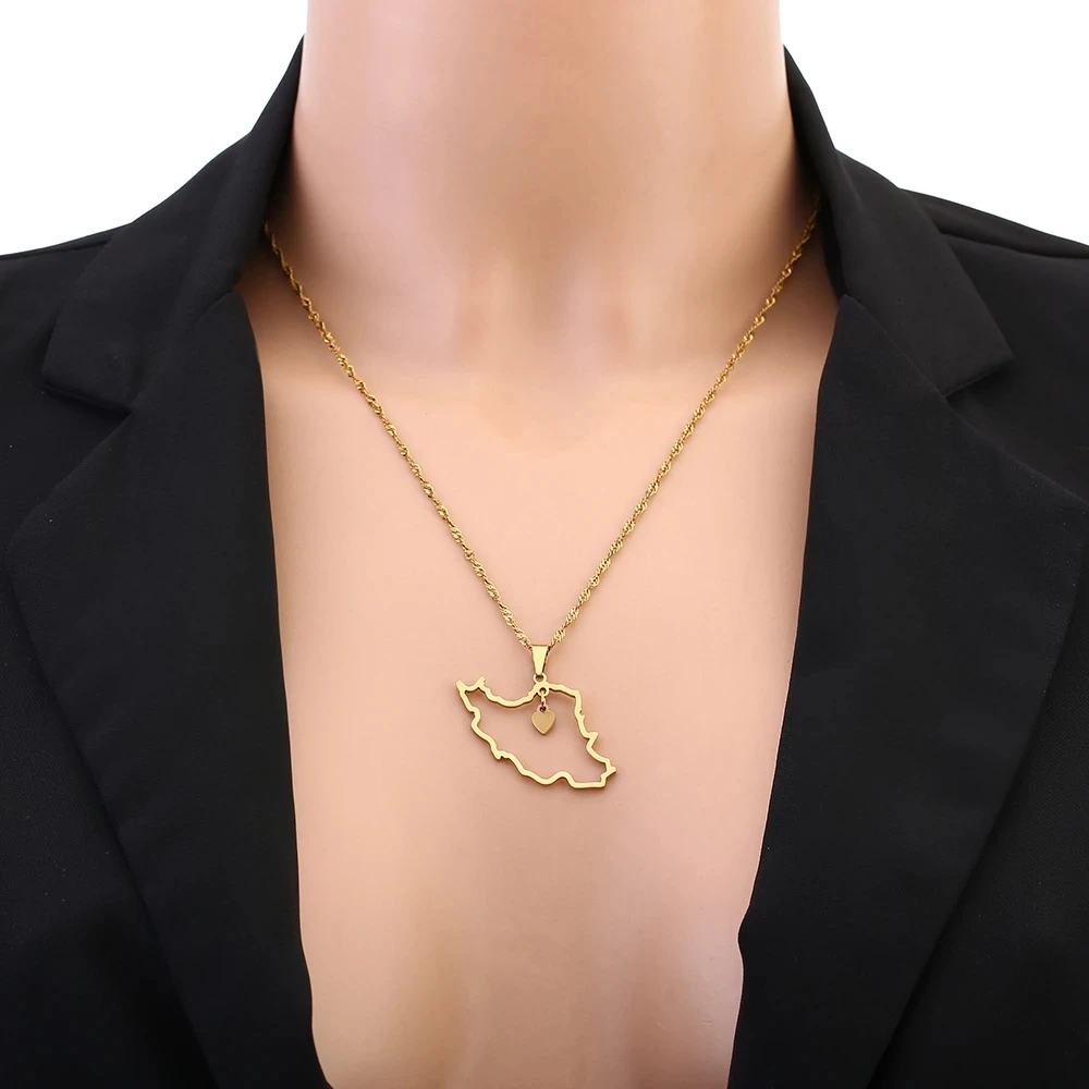 Collier Avec Pendentif Carte De L'Iran - Tendance Ethnique Iranienne - Pendentif Drapeau National - Contour De La Géographie De L'Iran - Colliers Traditionnels Pour Femmes Et Hommes - Bijoux De Charm Collier Avec Pendentif Carte De L'Iran - Tendance Ethnique Iranienne - Pendentif Drapeau National - Contour De La Géographie De L'Iran - Colliers Traditionnels Pour Femmes Et Hommes - Bijoux De Charm