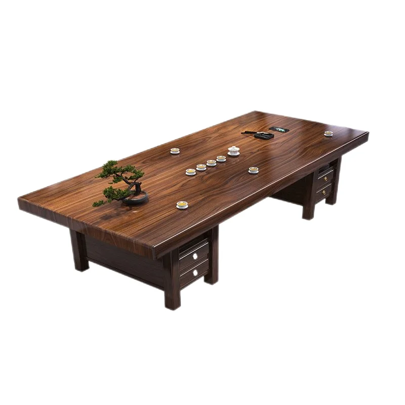 Factory Direct Sales Good Load Bearing Chinese Wooden Carved Tea Table Natural Wood Slab Tea Tables