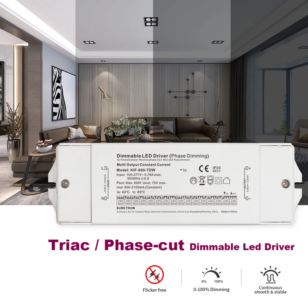 Triac Dimmable Led Down Light Driver 120v Ac 9w 40w 60w 300ma 3v 42v 65v Dc Triac Dimming Constant Current Led Driver