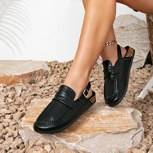 Temperament Women's Round Toe Casual Summer slippers Anti slip and Wear-resistant Rubber Shoes Women's Flat Sandals